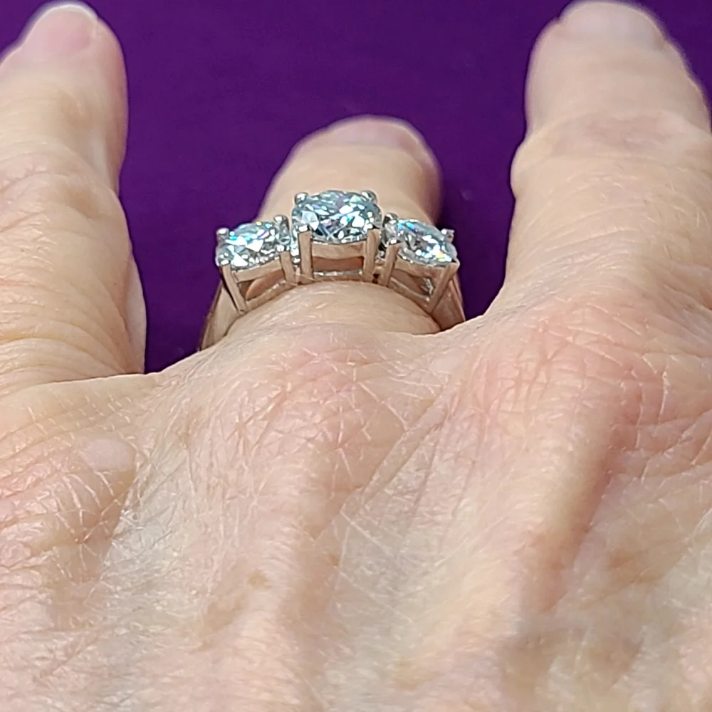 Moissanite 3 Stone 2.50 Carat Band Ring
